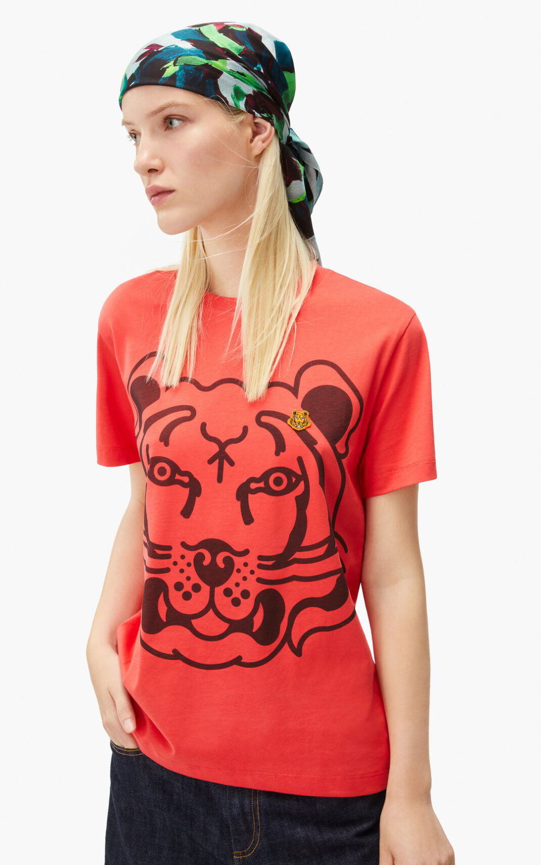 Kenzo K Tiger loose fitting Tişört Bayan Kırmızı | 4693-FZYBX